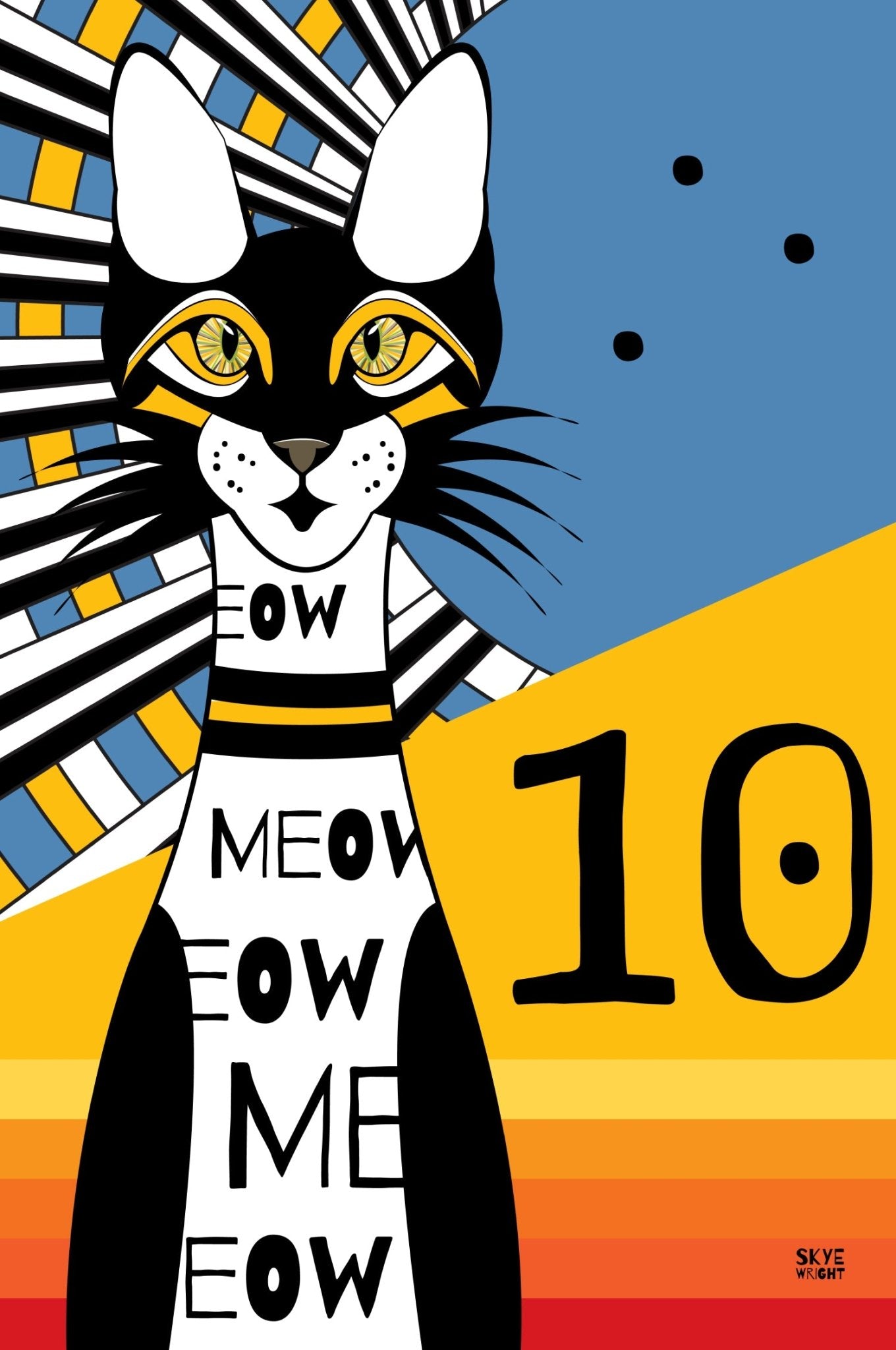 "10 Pin Bowling Cat" - Retro Acrylic Art for Cat Lovers Home and Office - 36 x 24 - WeezWomp