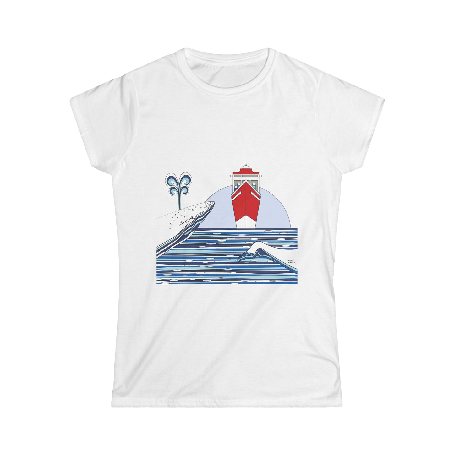 Watching Whales in Red - Women's Soft Style Tee