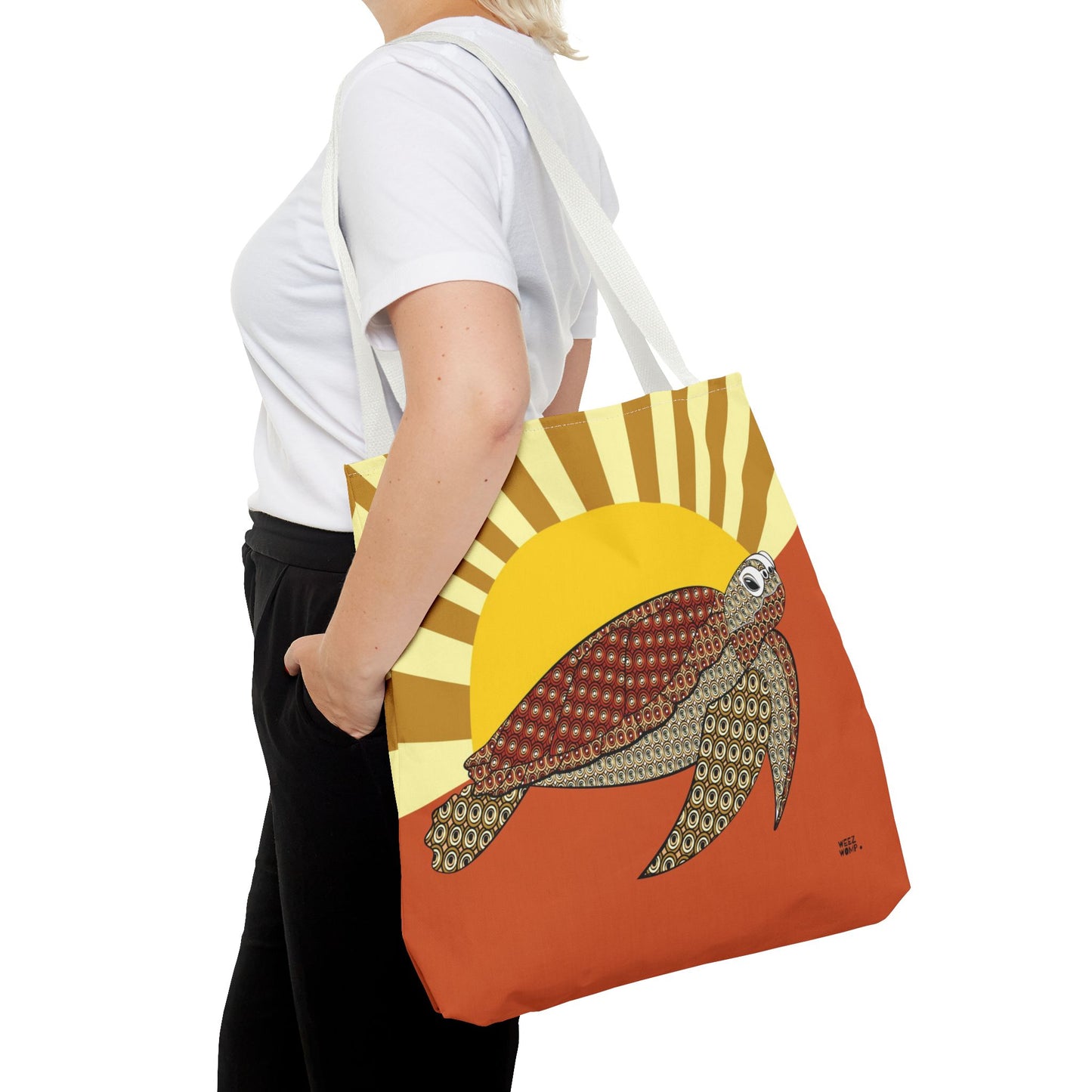 Sea Turtle in Rust Fashion Tote - Fashion Tote & Beach Bag