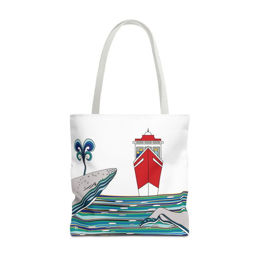 Watching Whales in White - Fashion Tote & Beach Bag
