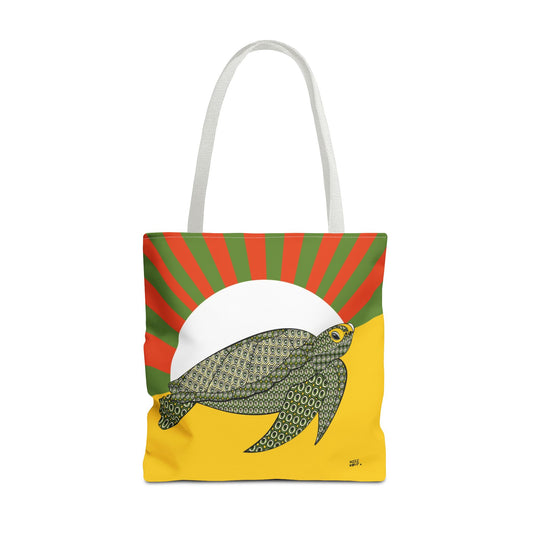 Sea Turtle in Green Fashion Tote - Fashion Tote & Beach Bag