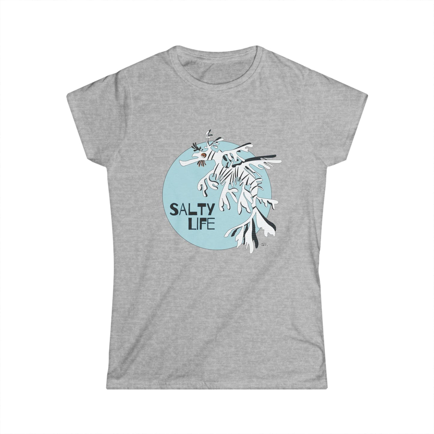 Leafy Sea Dragon Salty Life in White - Women's Soft Style Tee