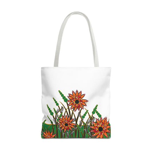 Flowers in Green - Fashion Tote & Beach Bag