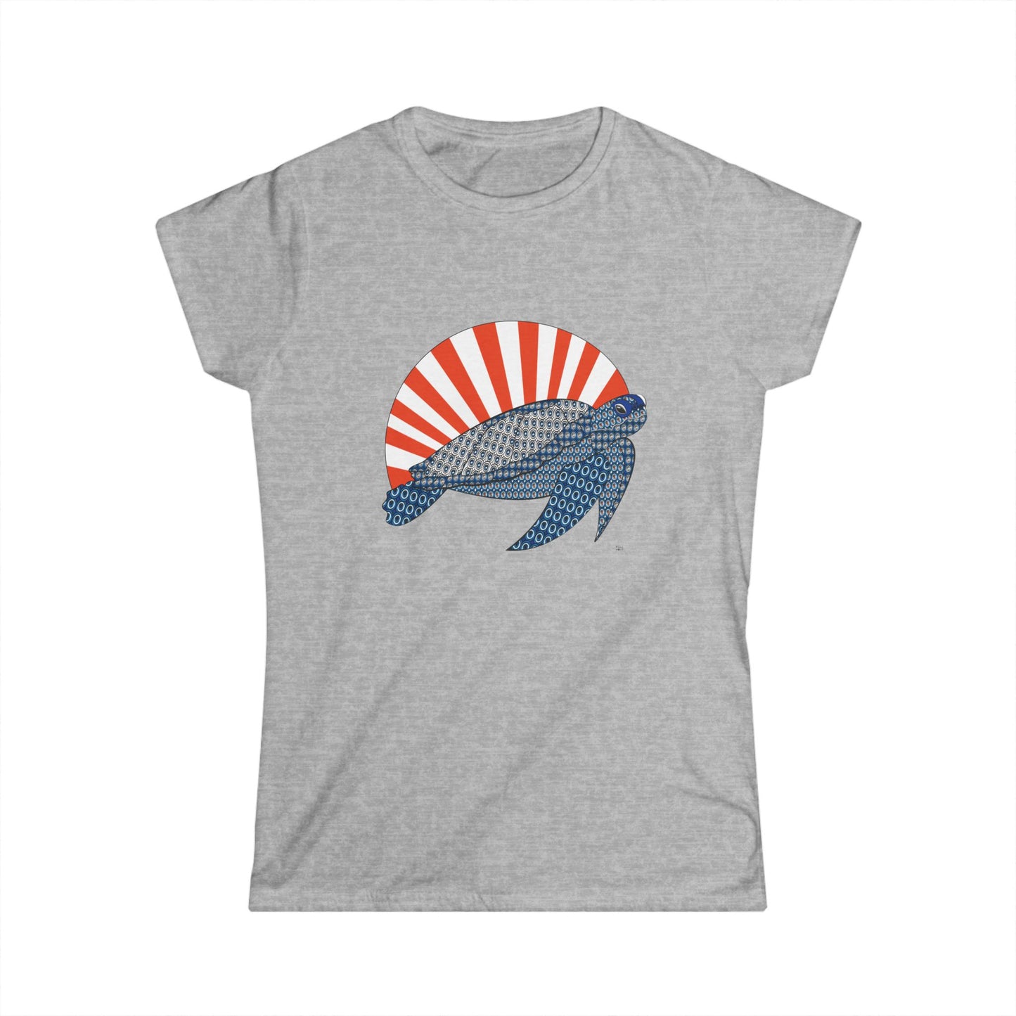 Sea Turtle in Blue Women's Softstyle Tee