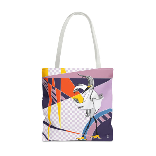 Egret Walks in Purple - Fashion Tote & Beach Bag