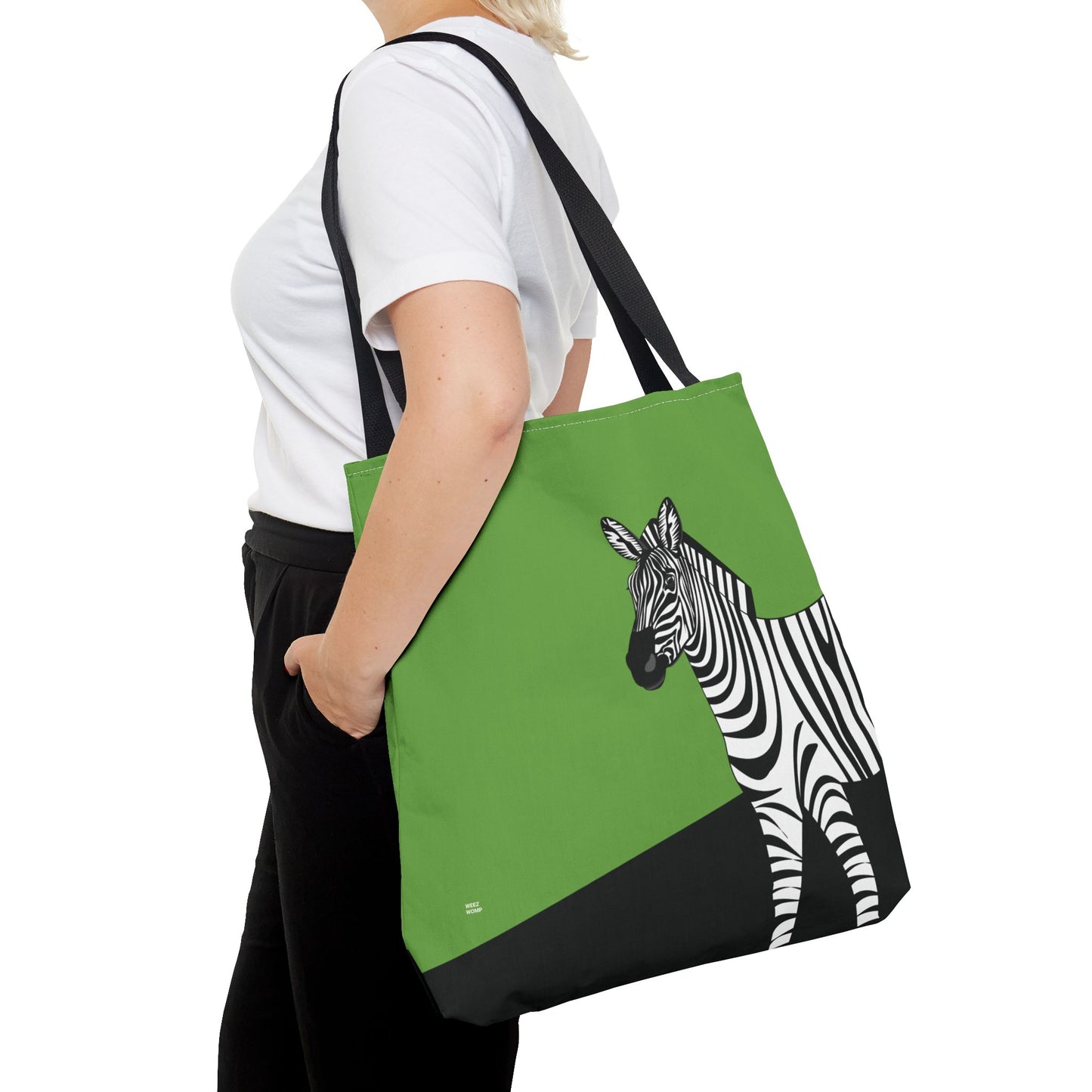 Zebra on Green - Fashion Tote & Beach Bag