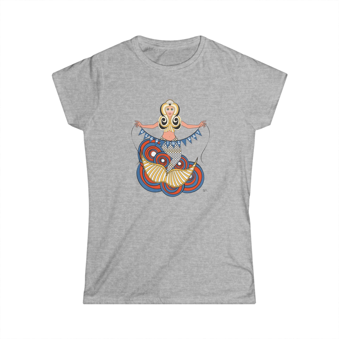 Mermaid Seas The Day in Orange - Women's Soft Style Tee
