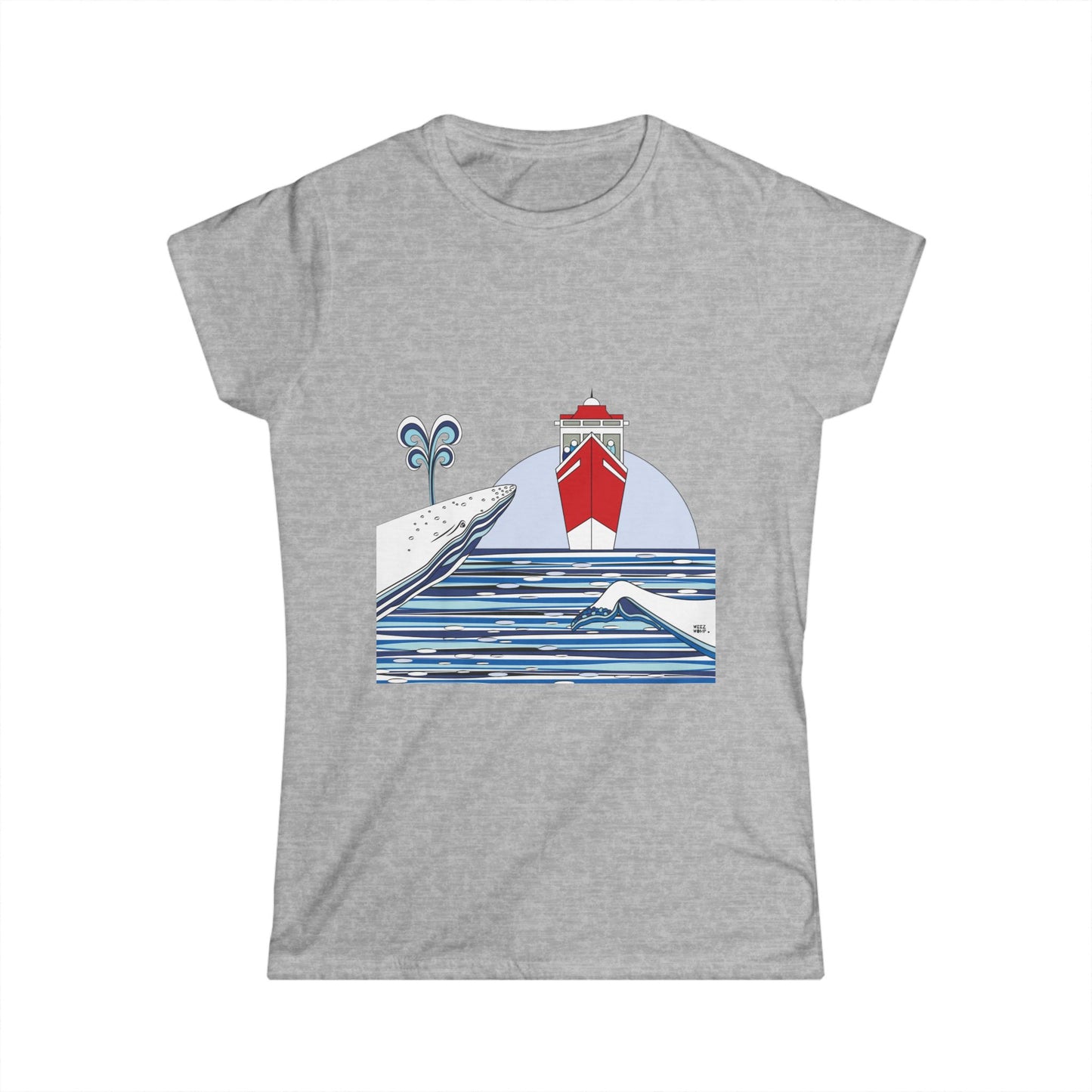 Watching Whales in Red - Women's Soft Style Tee
