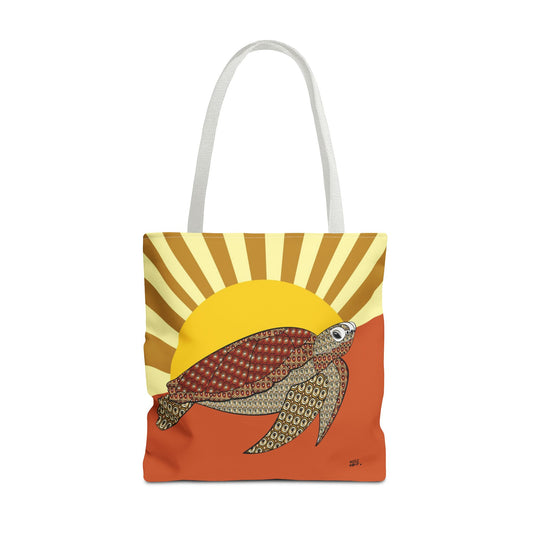 Sea Turtle in Rust Fashion Tote - Fashion Tote & Beach Bag