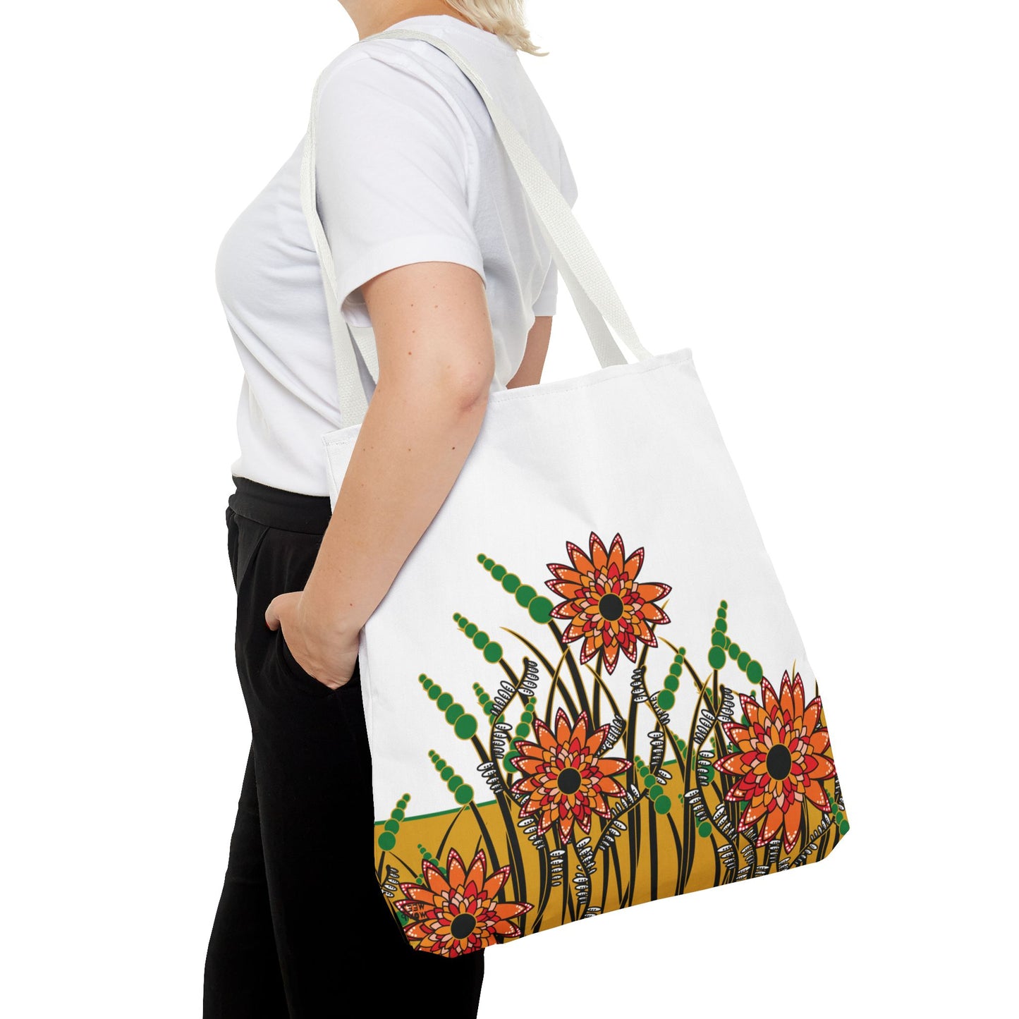 Flowers in Gold - Fashion Tote & Beach Bag
