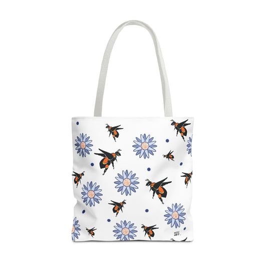 White Bumble Bee Fashion Tote & Beach Bag