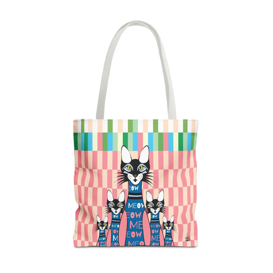 10 Pin Cat's in Pink - Fashion Tote & Beach Bag