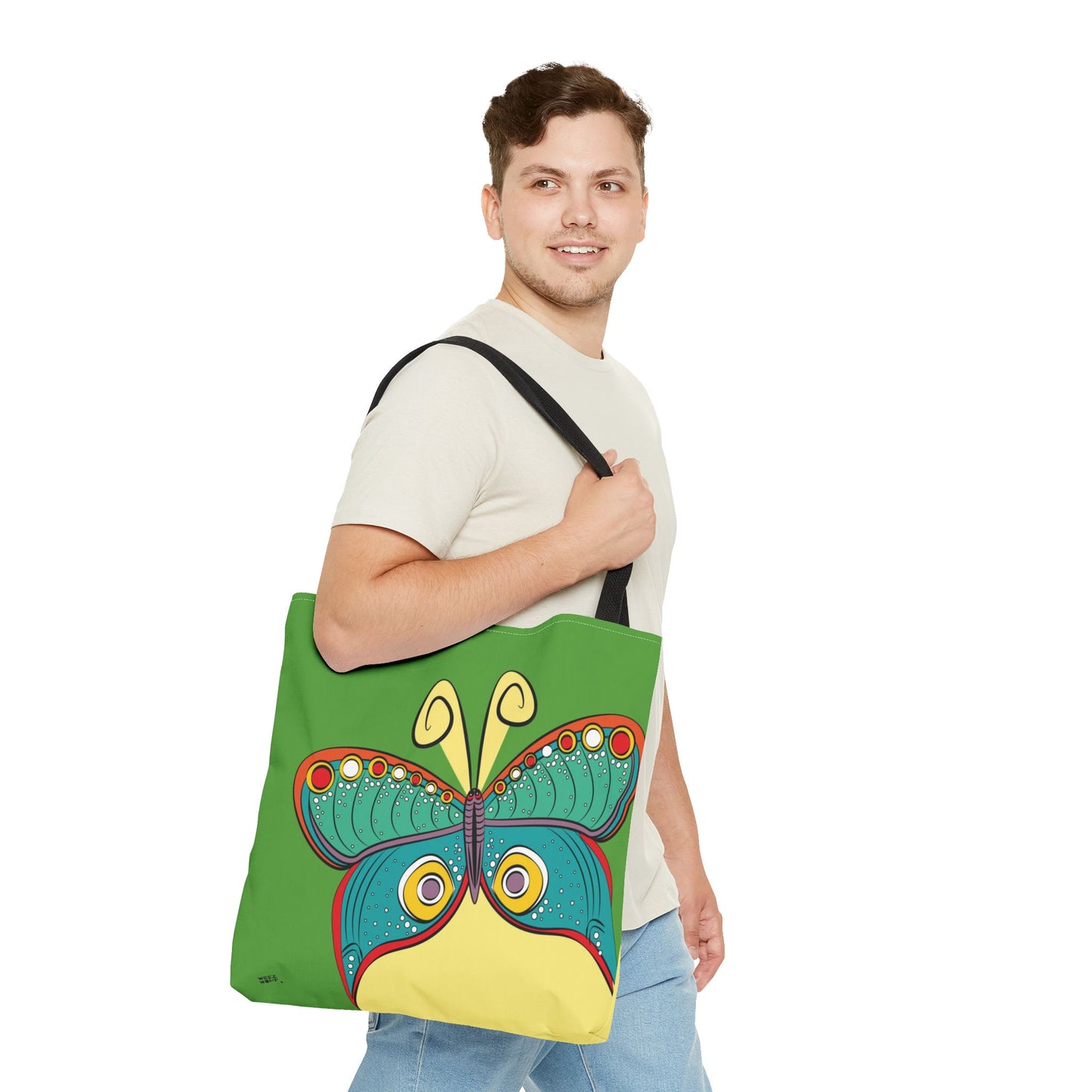 Butterfly in Green - Fashion Tote & Beach Bag