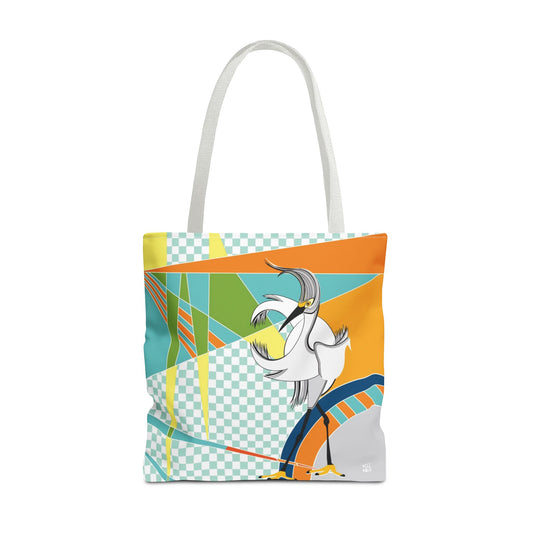 Egret Walks in Orange - Fashion Tote & Beach Bag