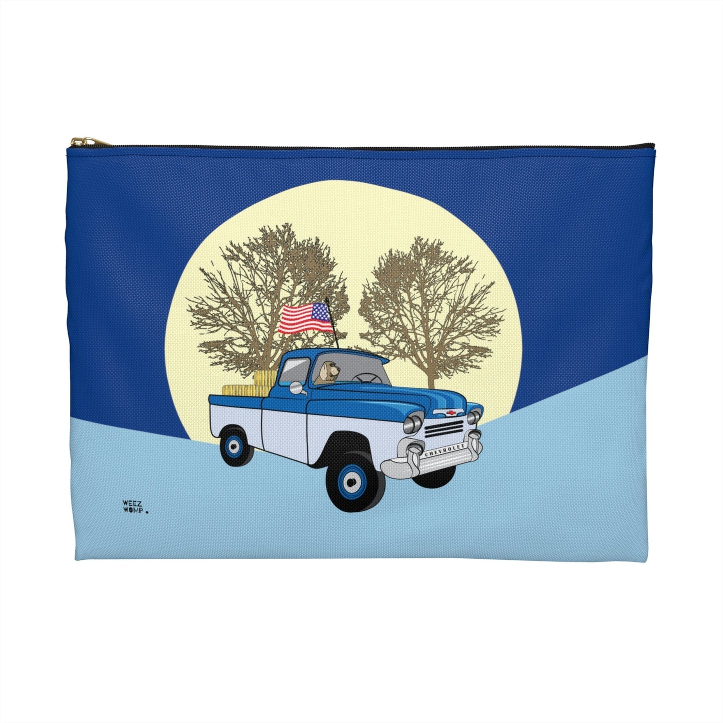 Chevy Truck Travel Pouch Organizer Cosmetic Bag in Dark Blue / Cosmetic Bags / Makeup Bags / Toiletry Bag / Waterproof Beauty Bag - WeezWomp