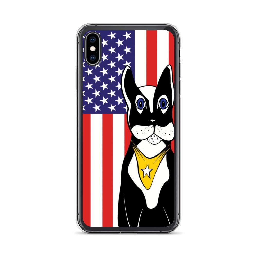 Fashion iPhone Case - American Flag & Dog - iPhone 11, 11 Pro, 11 Pro Max, 12, 12 Mini, 12 Pro, 12 Pro Max, 7plus/8plus 7/8, XS Max, XR - WeezWomp