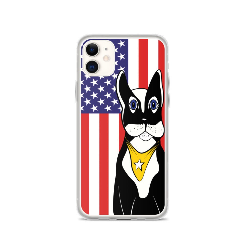 Fashion iPhone Case - American Flag & Dog - iPhone 11, 11 Pro, 11 Pro Max, 12, 12 Mini, 12 Pro, 12 Pro Max, 7plus/8plus 7/8, XS Max, XR - WeezWomp