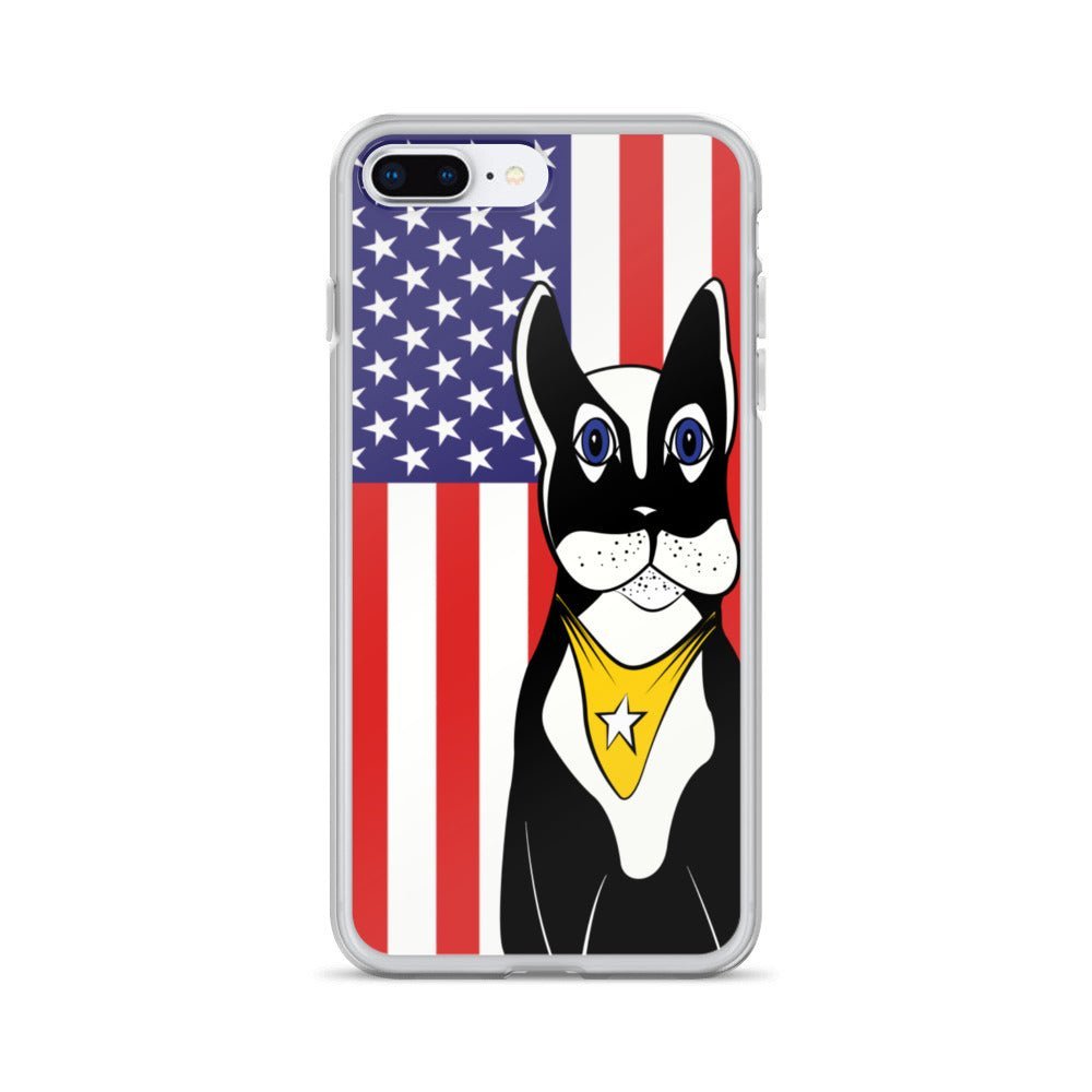 Fashion iPhone Case - American Flag & Dog - iPhone 11, 11 Pro, 11 Pro Max, 12, 12 Mini, 12 Pro, 12 Pro Max, 7plus/8plus 7/8, XS Max, XR - WeezWomp