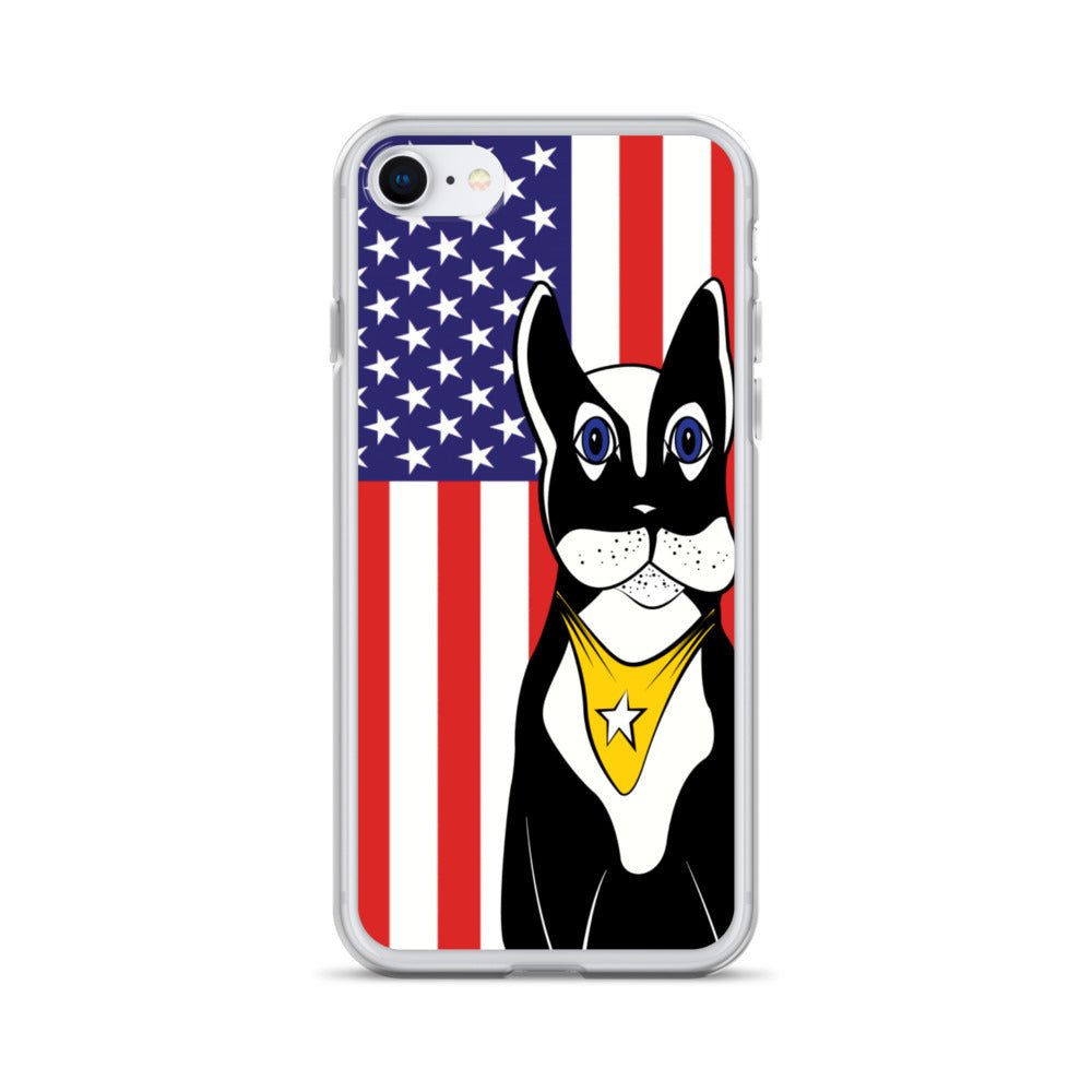 Fashion iPhone Case - American Flag & Dog - iPhone 11, 11 Pro, 11 Pro Max, 12, 12 Mini, 12 Pro, 12 Pro Max, 7plus/8plus 7/8, XS Max, XR - WeezWomp