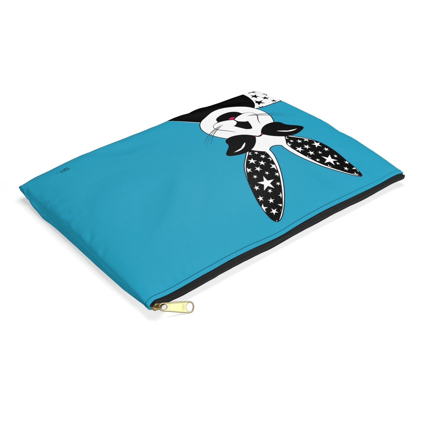 Lucky Rabbit on Turquoise Makeup Pouch Organizer Cosmetic Bag Accessory Travel Pouch / Cosmetic Bags / Makeup Bags / Toiletry Bag / Waterproof Be - WeezWomp