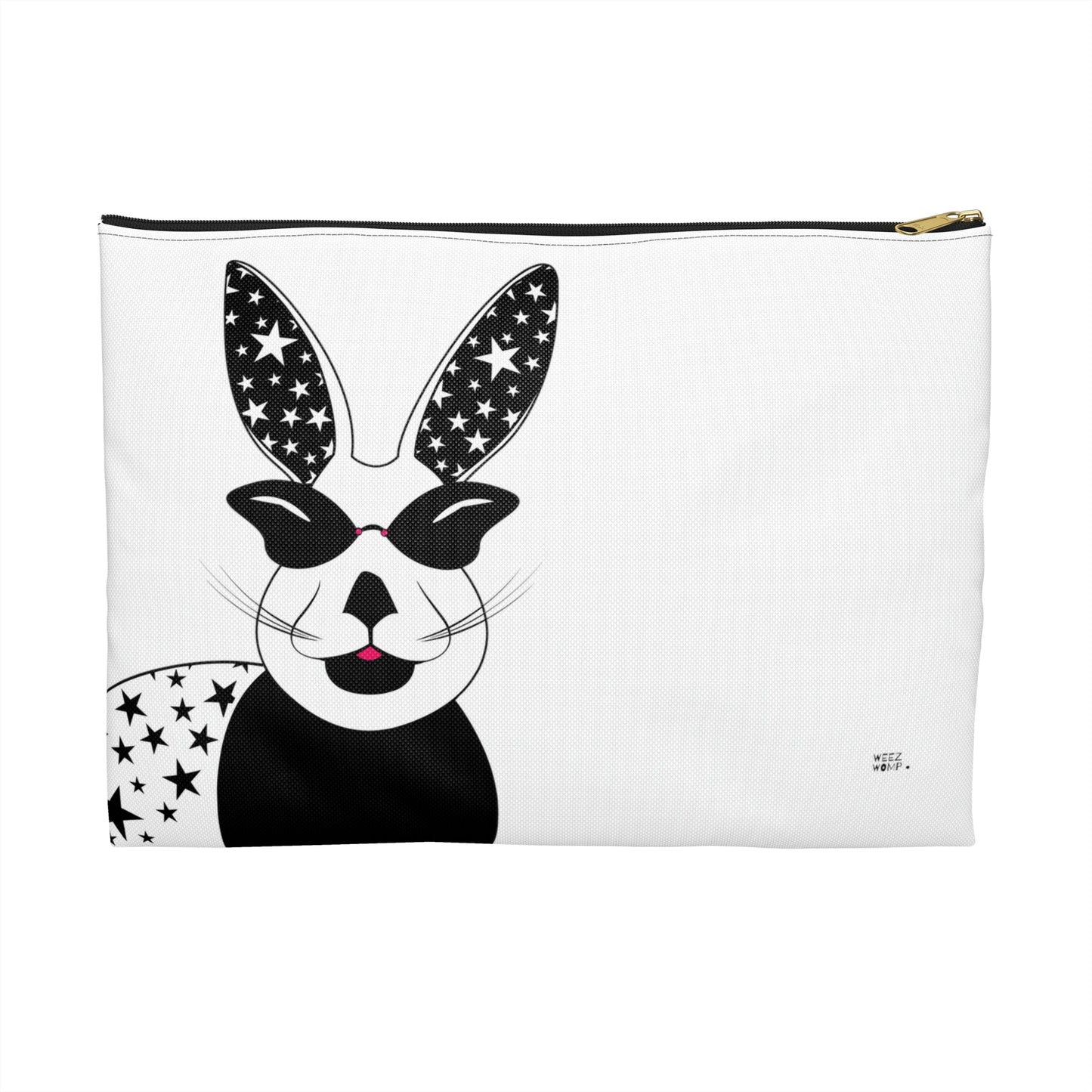 Lucky Rabbit on White Makeup Pouch Organizer Cosmetic Bag Accessory Travel Pouch / Cosmetic Bags / Makeup Bags / Toiletry Bag / Waterproof Be - WeezWomp