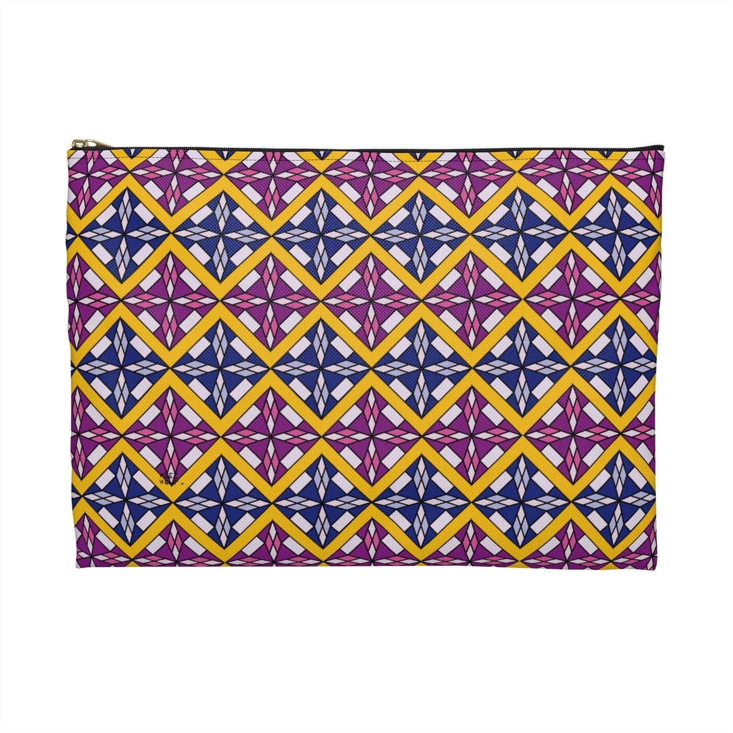 Makeup Pouch 8 x 11 Organizer Cosmetic Bag with Purple Quilt Pattern / Cosmetic Bags / Makeup Bags / Toiletry Bag / Waterproof Beauty Bag - WeezWomp