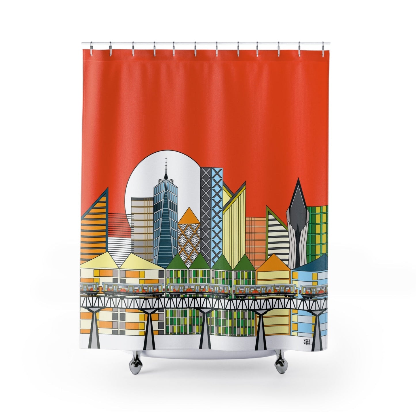 New York Cityscape Shower Curtain, Stylish Bath Decor, Whimsical Shower Curtains, Modern Shower Curtains, Fun Shower Curtains - WeezWomp