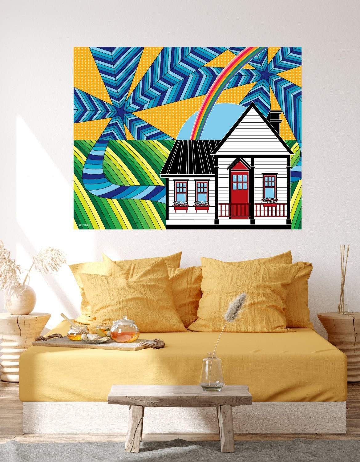 "North Star" Modern Acrylic Wall Art - Cottage House Wall Decor - 36 x 24 - WeezWomp