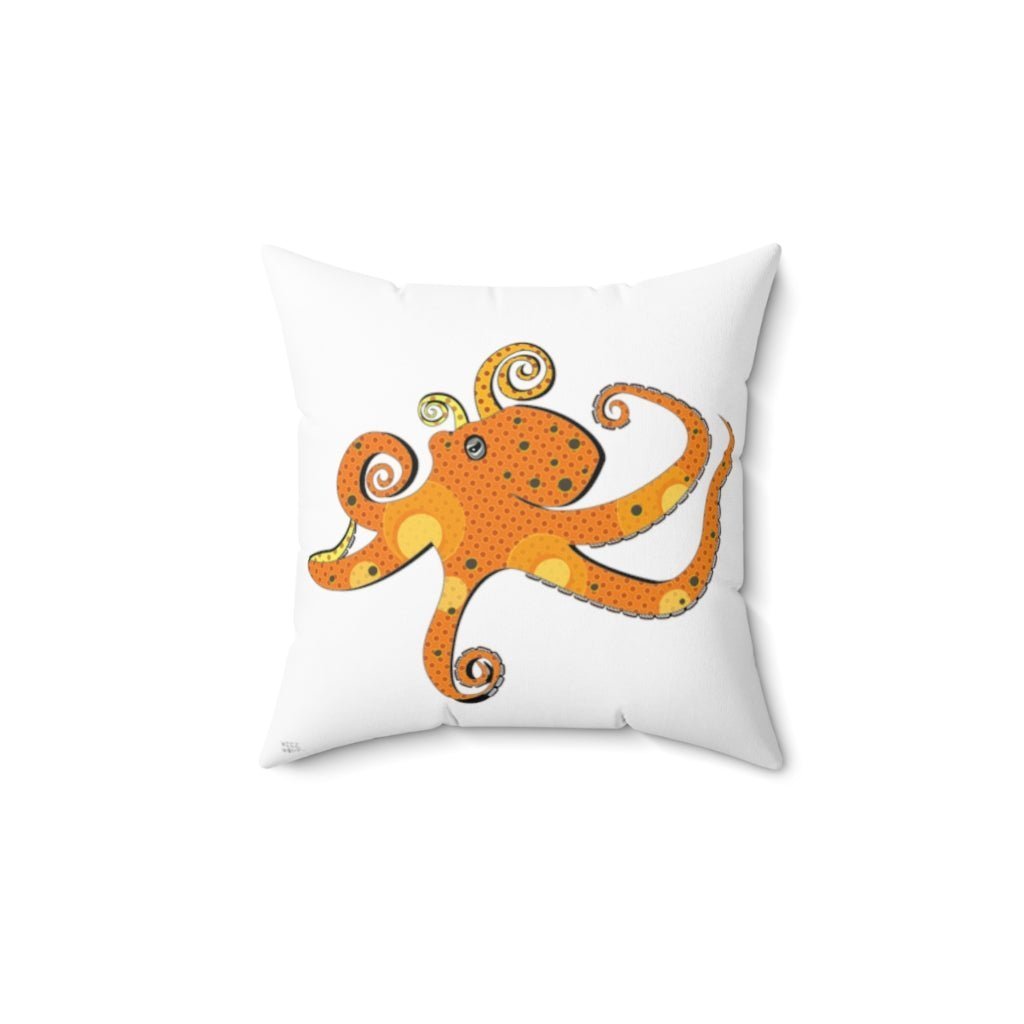 Octopus Pillow, Nautical Pillow, Sea Creature Pillows, Ocean Theme Decor, Accent Square Pillow Active - WeezWomp