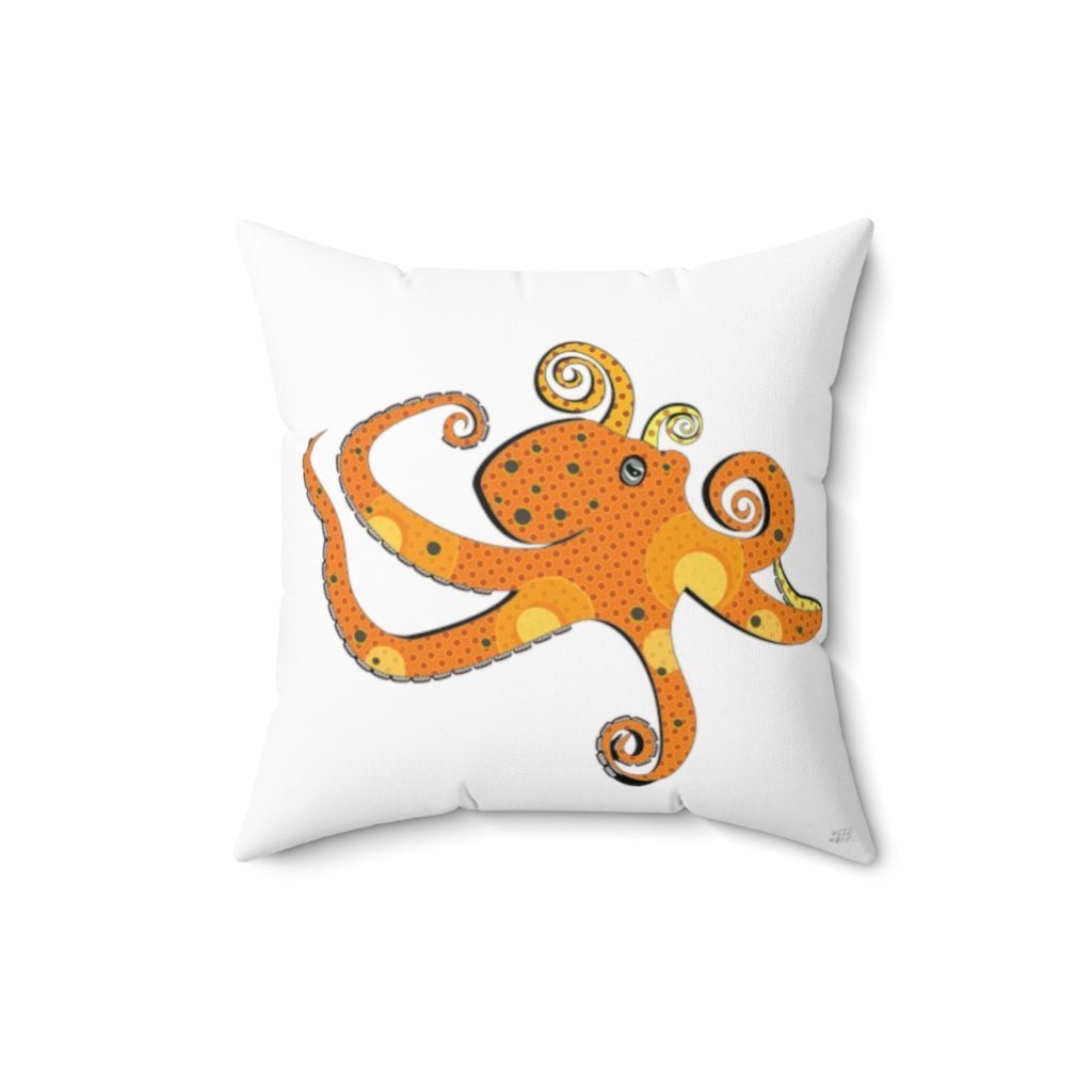 Octopus Pillow, Nautical Pillow, Sea Creature Pillows, Ocean Theme Decor, Accent Square Pillow Active - WeezWomp