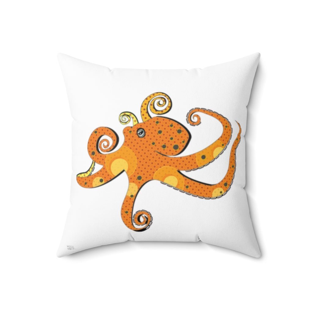 Octopus Pillow, Nautical Pillow, Sea Creature Pillows, Ocean Theme Decor, Accent Square Pillow Active - WeezWomp