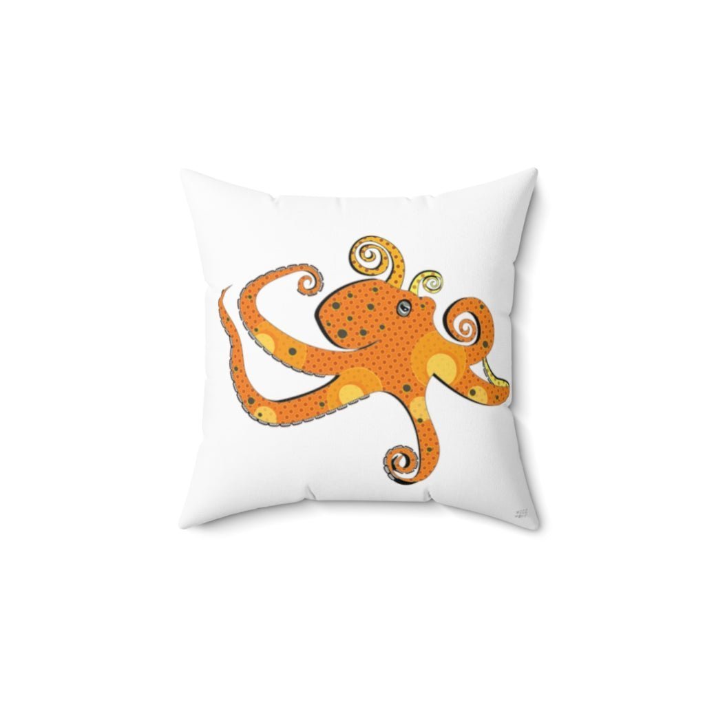 Octopus Pillow, Nautical Pillow, Sea Creature Pillows, Ocean Theme Decor, Accent Square Pillow Active - WeezWomp