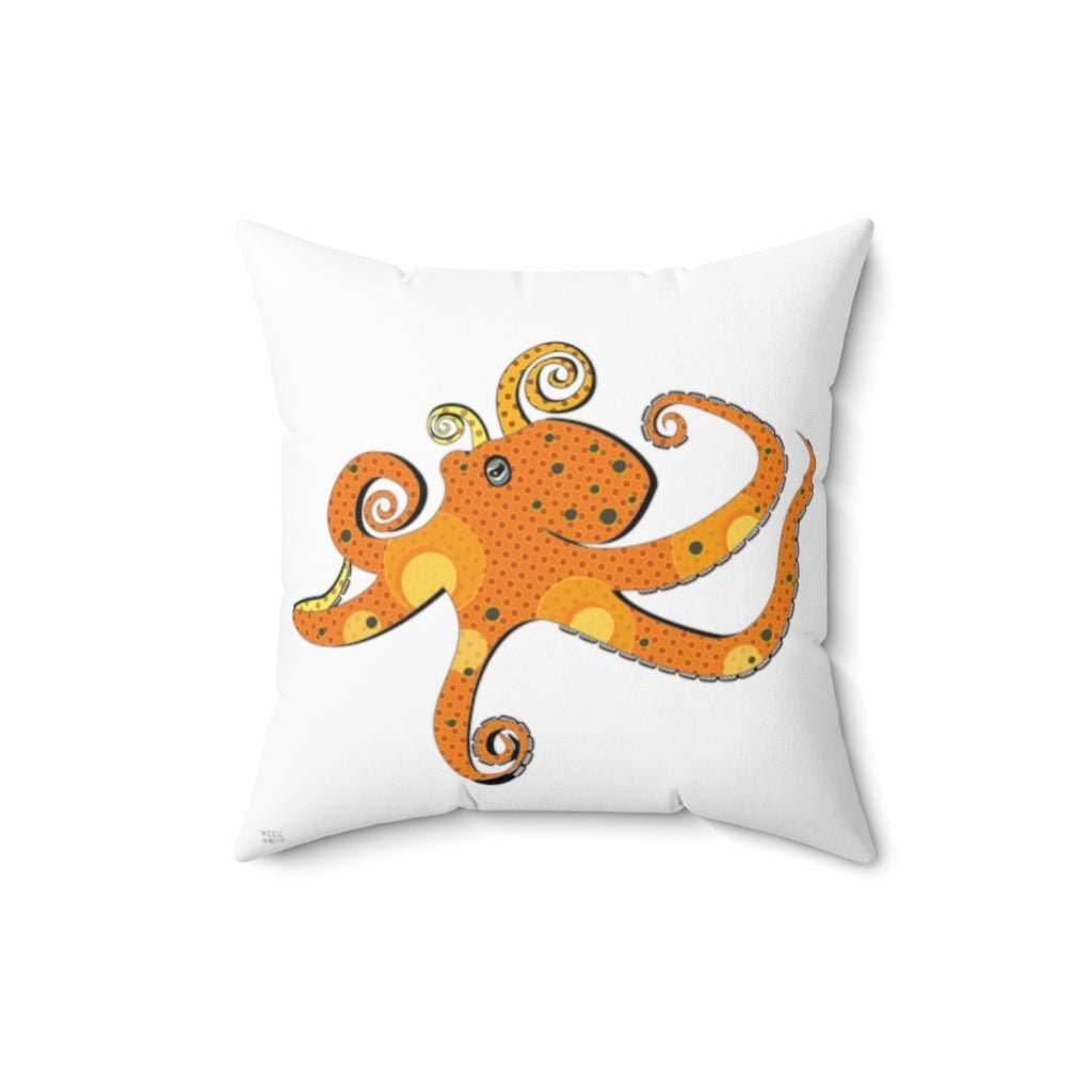Octopus Pillow, Nautical Pillow, Sea Creature Pillows, Ocean Theme Decor, Accent Square Pillow Active - WeezWomp