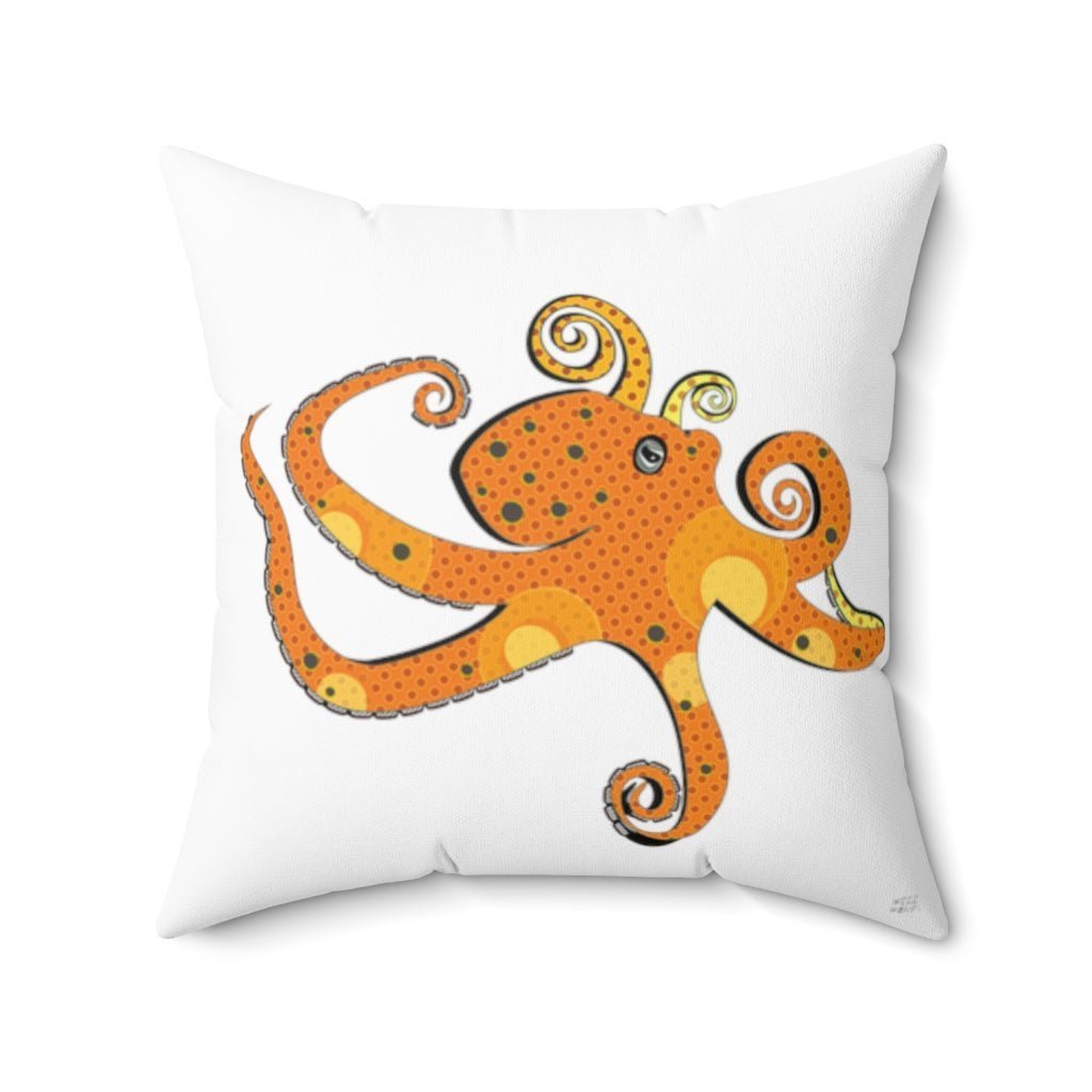 Octopus Pillow, Nautical Pillow, Sea Creature Pillows, Ocean Theme Decor, Accent Square Pillow Active - WeezWomp