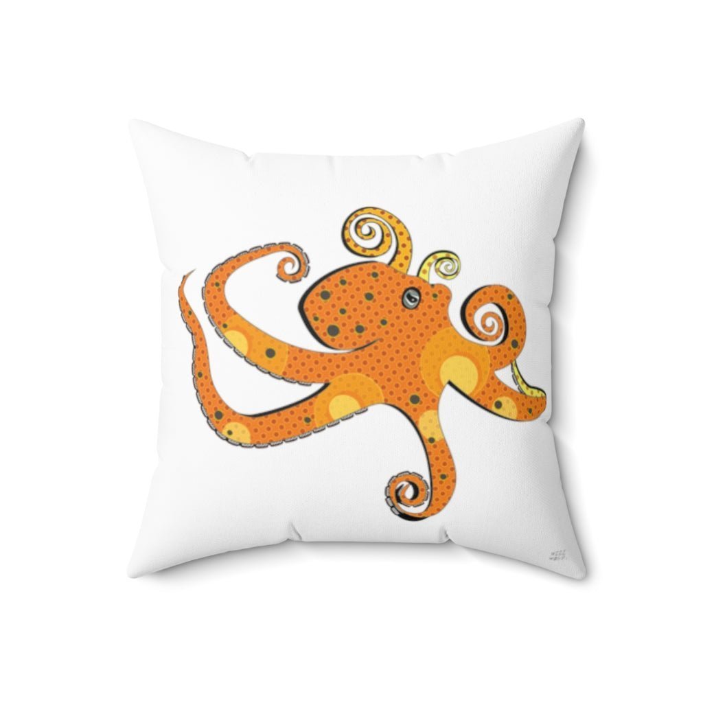 Octopus Pillow, Nautical Pillow, Sea Creature Pillows, Ocean Theme Decor, Accent Square Pillow Active - WeezWomp