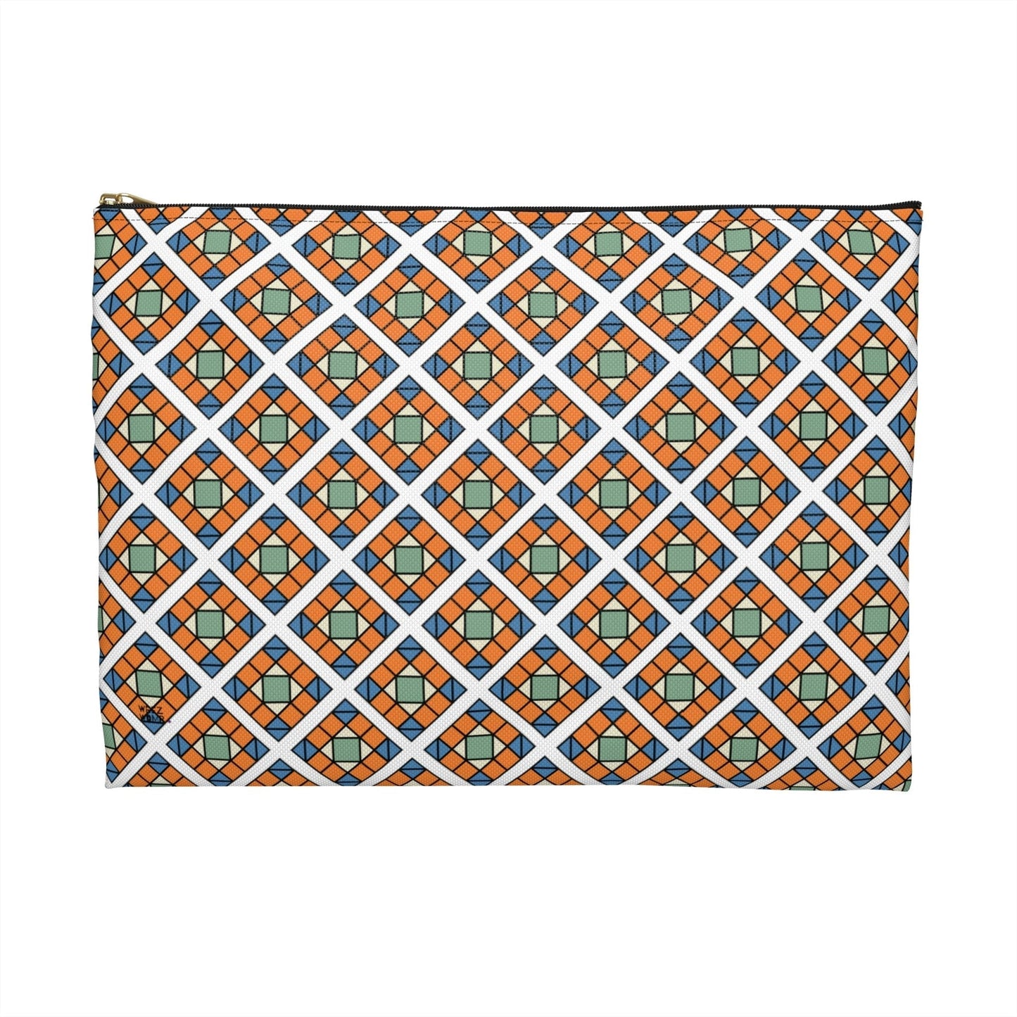 Quilted Travel Pouch Organizer Cosmetic Bag in Orange / Cosmetic Bags / Makeup Bags / Toiletry Bag / Waterproof Beauty Bag - WeezWomp