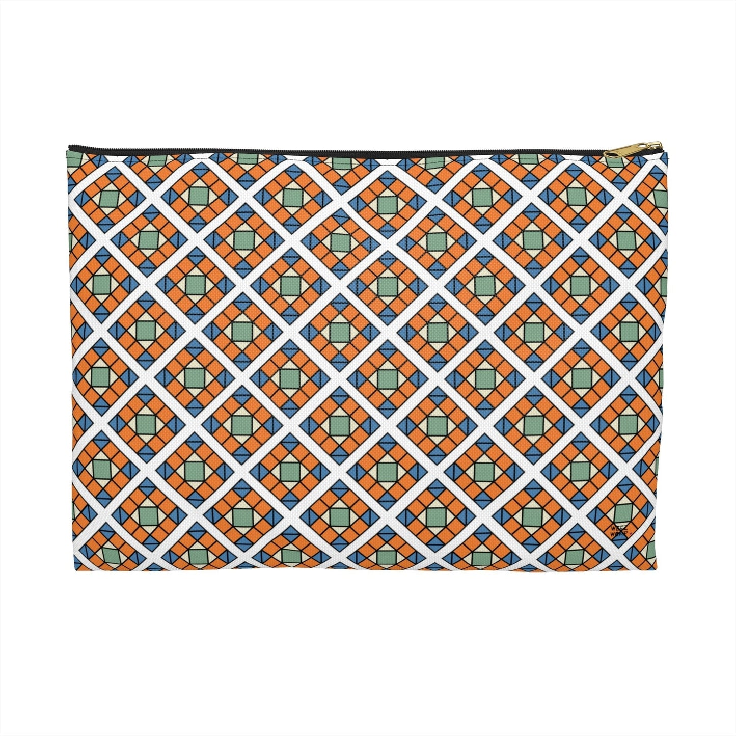 Quilted Travel Pouch Organizer Cosmetic Bag in Orange / Cosmetic Bags / Makeup Bags / Toiletry Bag / Waterproof Beauty Bag - WeezWomp