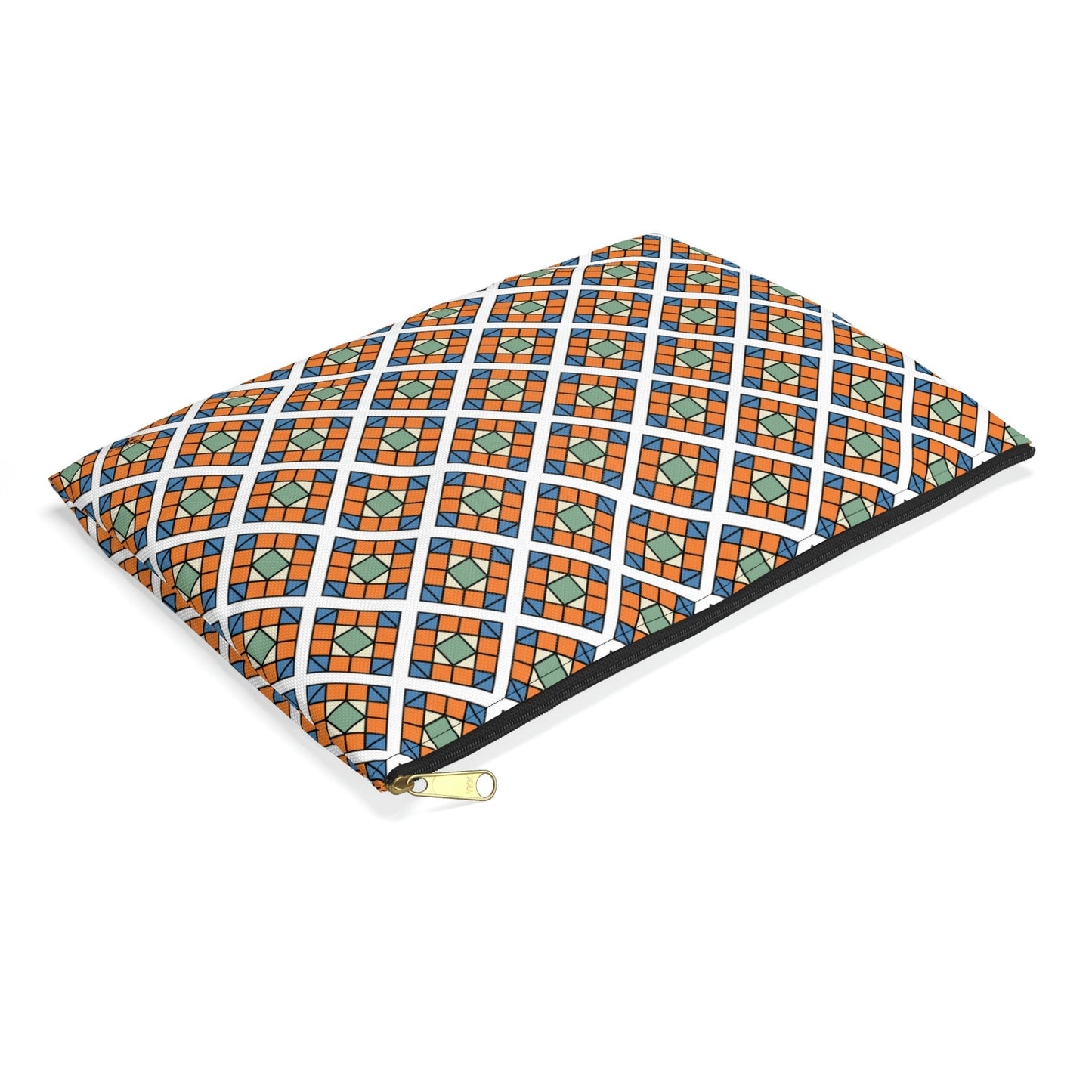 Quilted Travel Pouch Organizer Cosmetic Bag in Orange / Cosmetic Bags / Makeup Bags / Toiletry Bag / Waterproof Beauty Bag - WeezWomp