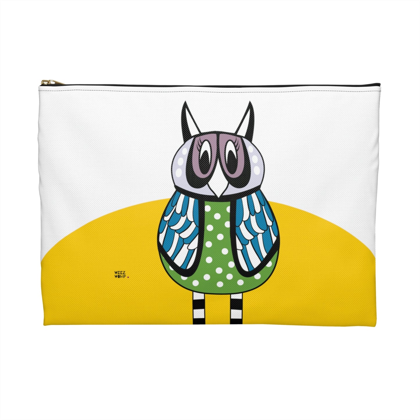 Retro Owl Travel Pouch Organizer Cosmetic Bag in Yellow & White / Cosmetic Bags / Makeup Bags / Toiletry Bag / Waterproof Beauty Bag - WeezWomp