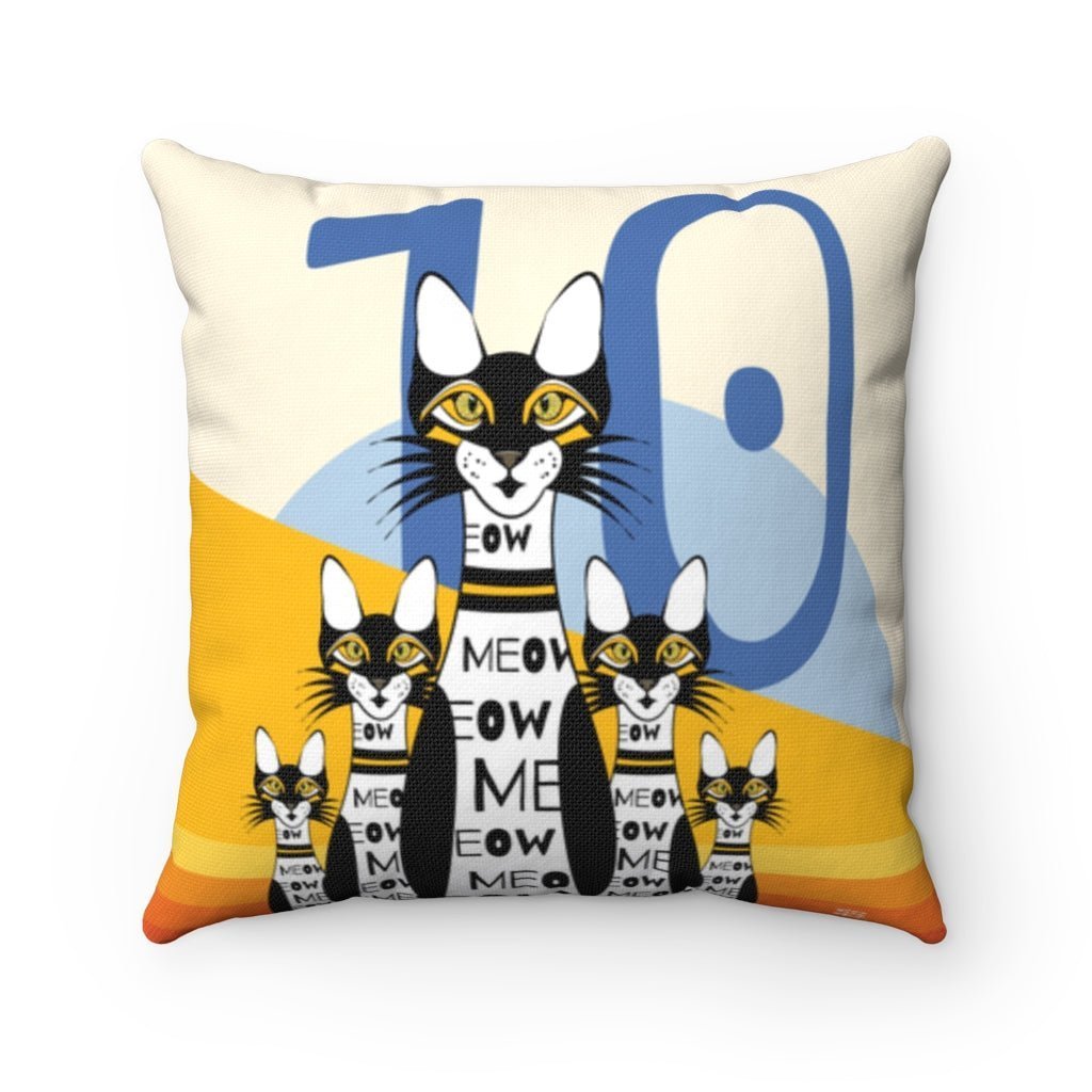 Spun Polyester Square 10 Pin Bowling Cats Pillow by WeezWomp - WeezWomp