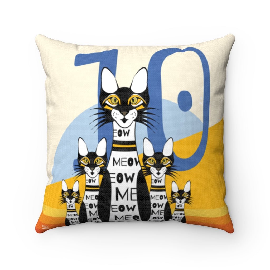 Spun Polyester Square 10 Pin Bowling Cats Pillow by WeezWomp - WeezWomp