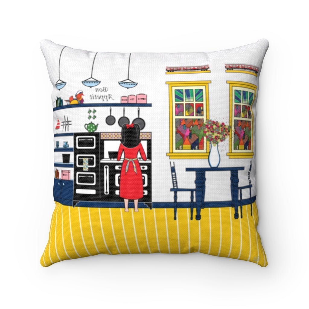 Spun Polyester Square Bon Appetit Pillow by WeezWomp - WeezWomp
