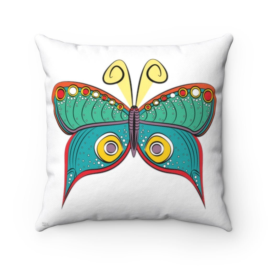 Spun Polyester Square Butterfly Pillow by WeezWomp - WeezWomp
