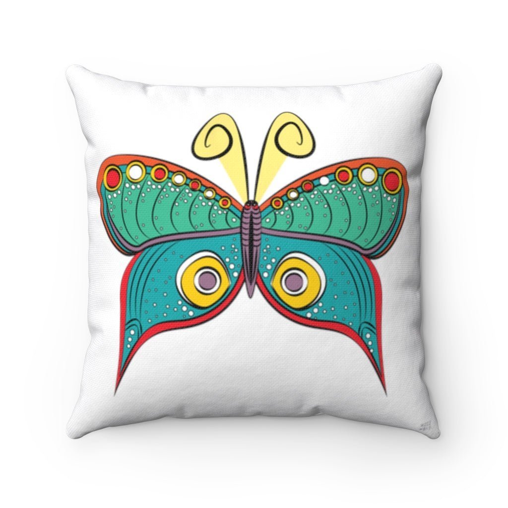 Spun Polyester Square Butterfly Pillow by WeezWomp - WeezWomp