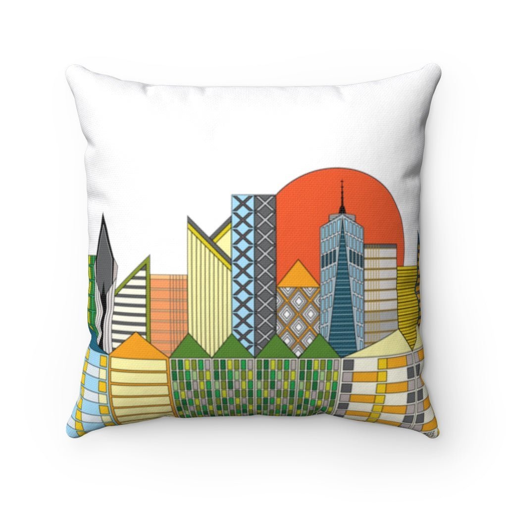 Spun Polyester Square Cityscape Pillow by WeezWomp - WeezWomp