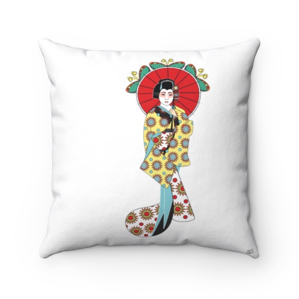 Spun Polyester Square Geisha Pillow by WeezWomp - WeezWomp