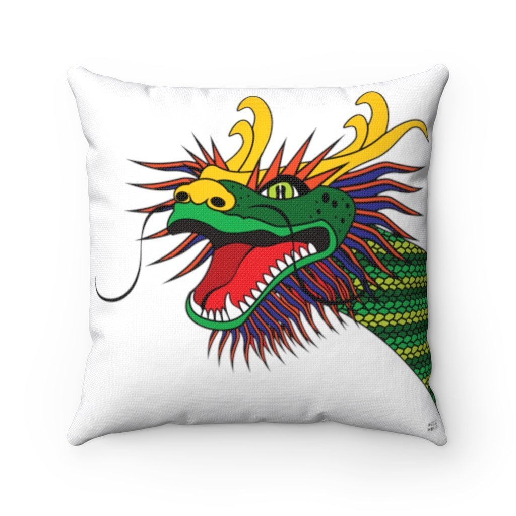 Spun Polyester Square Lucky Dragon Pillow by WeezWomp - WeezWomp