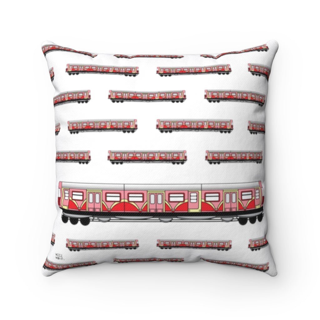 Spun Polyester Square Pink Train Car Pillow by WeezWomp - WeezWomp