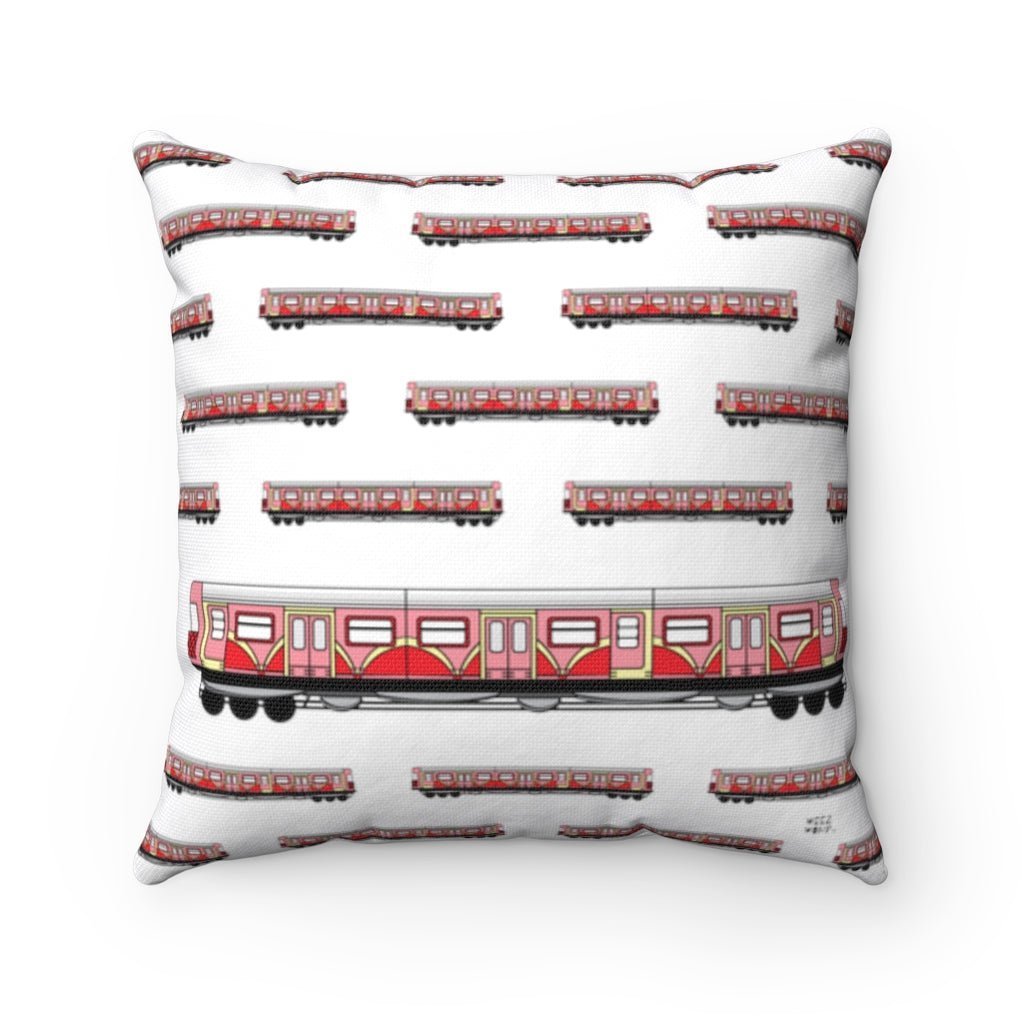 Spun Polyester Square Pink Train Car Pillow by WeezWomp - WeezWomp