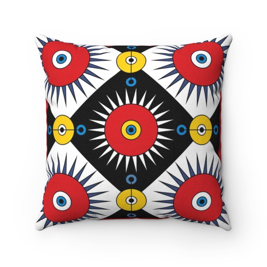 Spun Polyester Square Red Art Deco Pillow by WeezWomp - WeezWomp